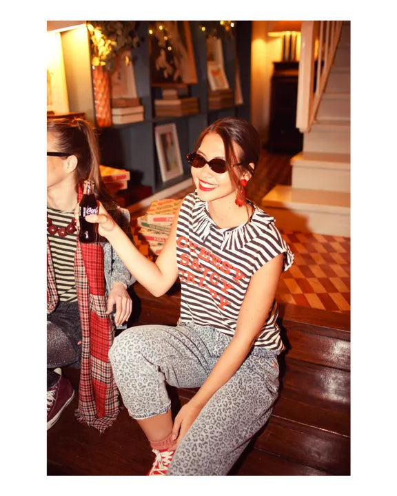 Débardeur Natalie Cheesy Saucy Crispy Rayé Noir Sisters Department